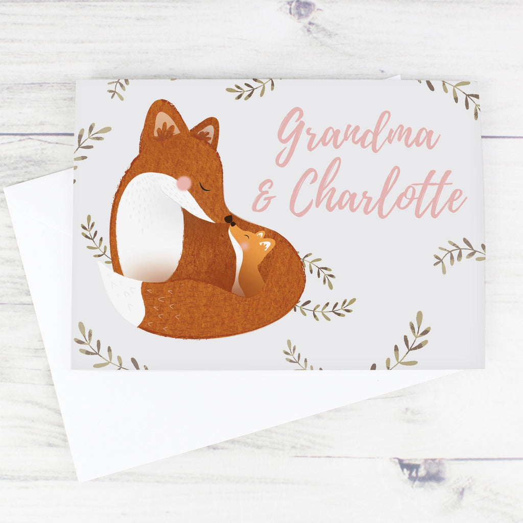 Personalised Mummy And Me Fox Card