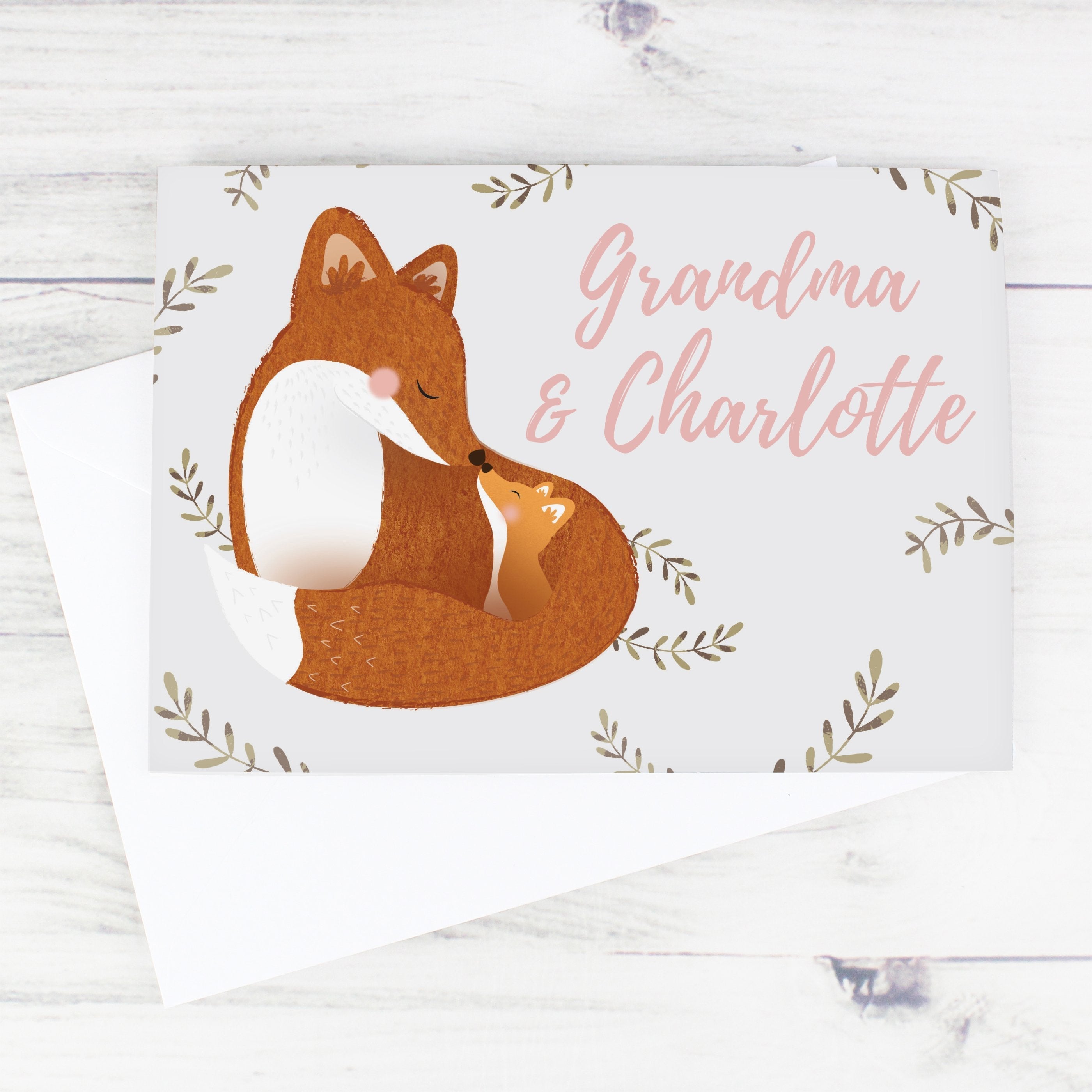 Personalised Mummy And Me Fox Card