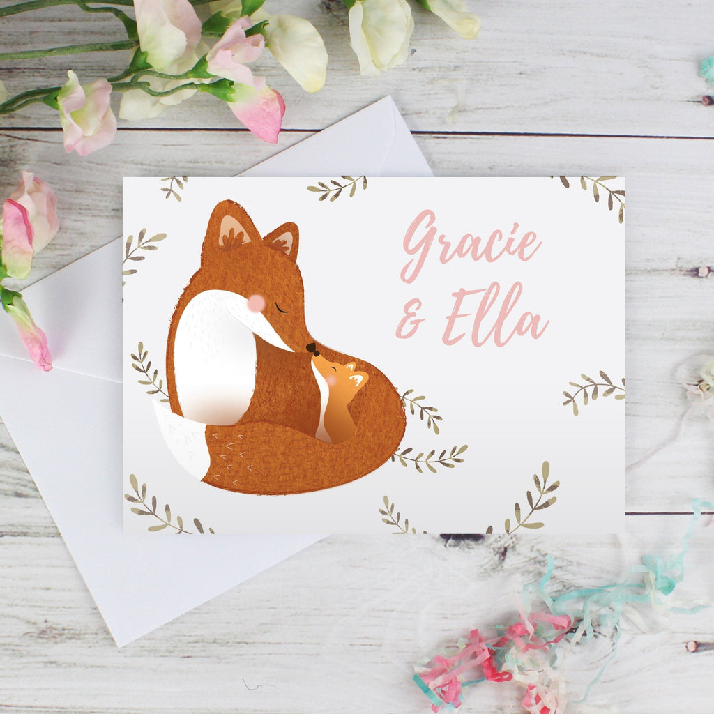 Personalised Mummy And Me Fox Card