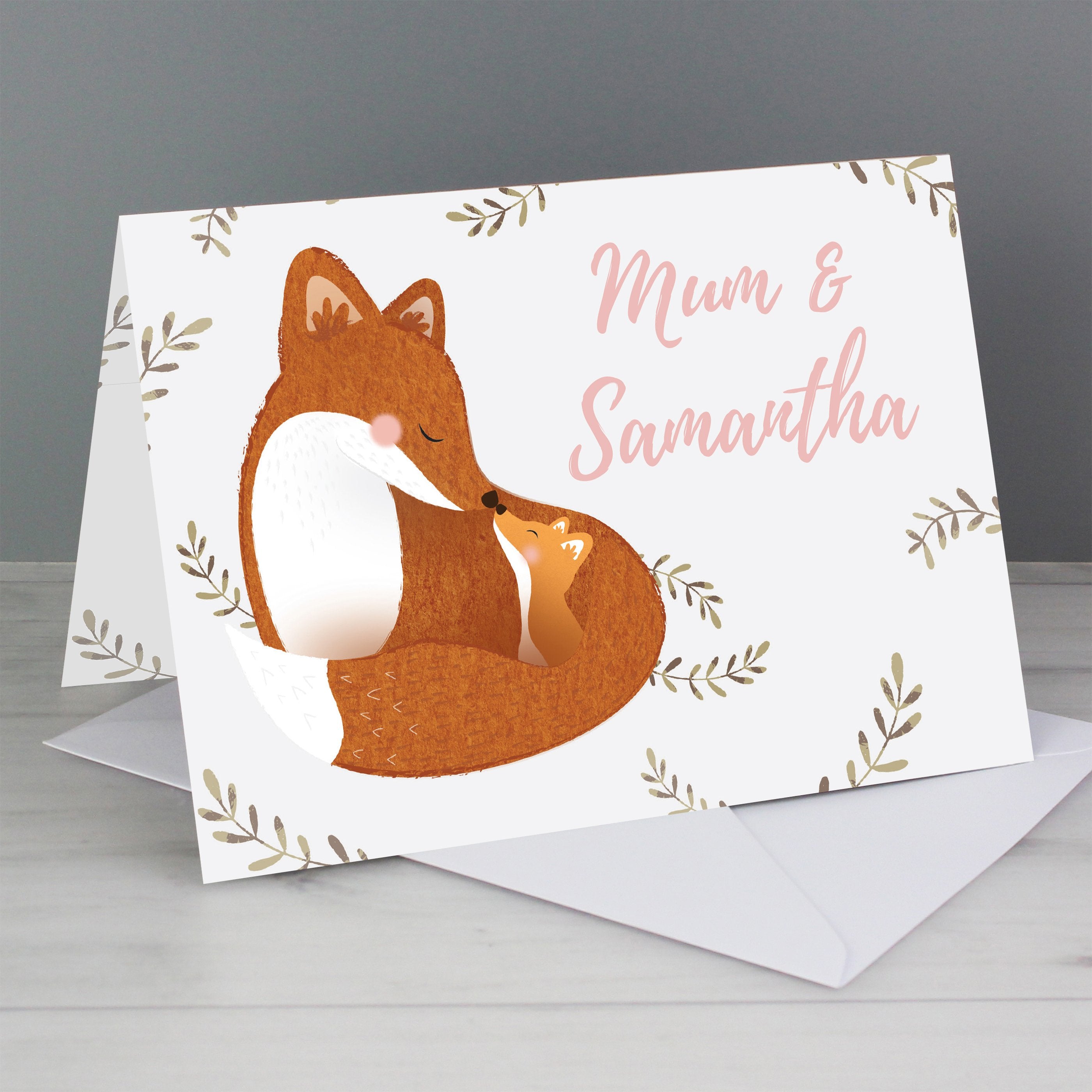 Personalised Mummy And Me Fox Card