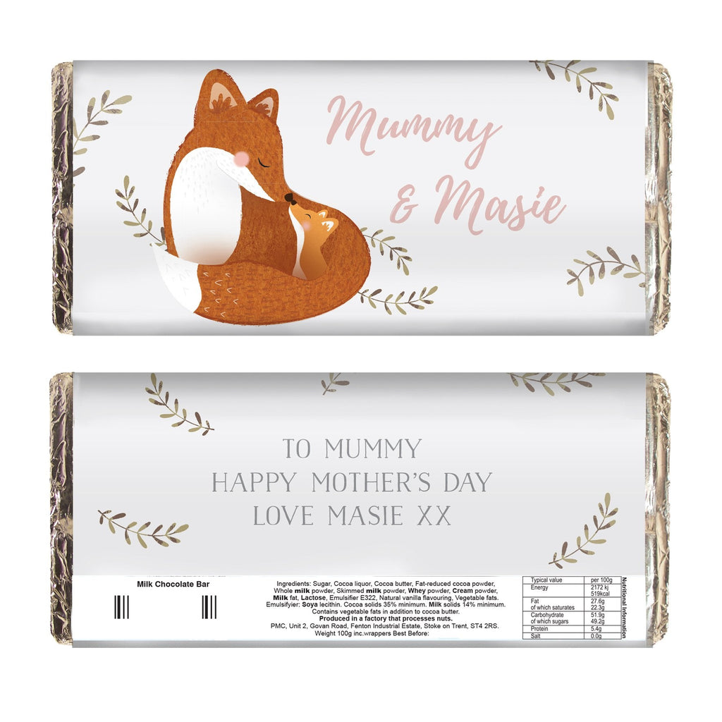 Personalised Mummy And Me Fox Chocolate Bar