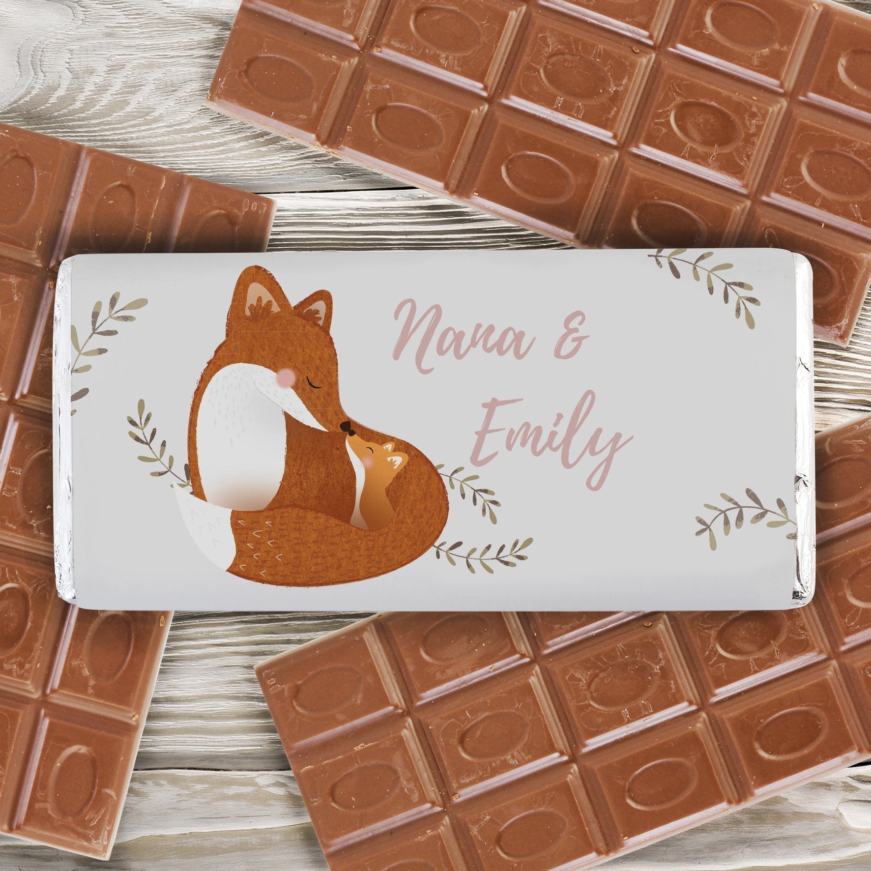 Personalised Mummy And Me Fox Chocolate Bar