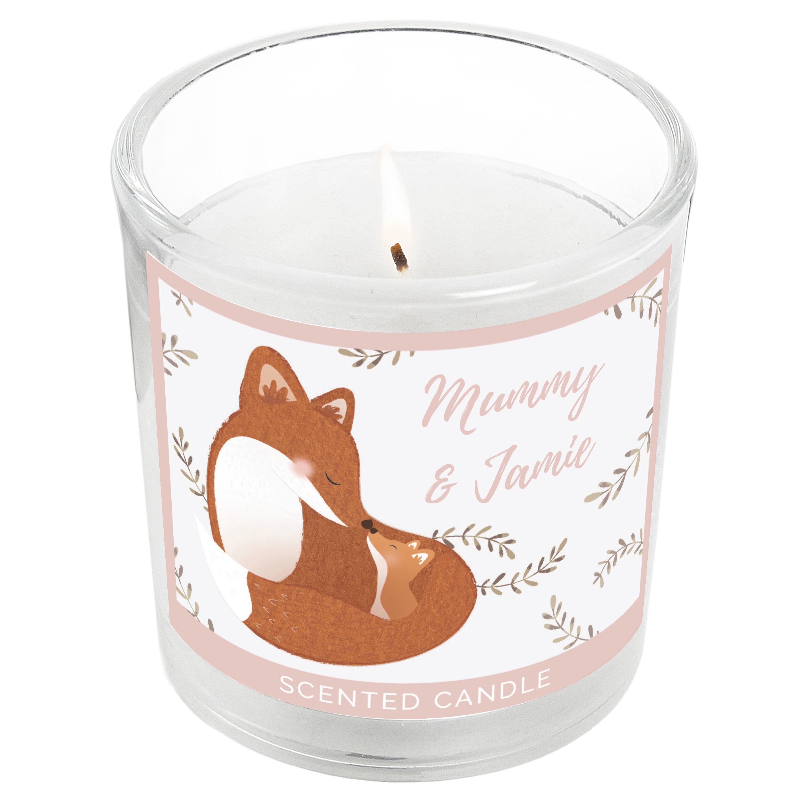 Personalised Mummy And Me Fox Scented Jar Candle