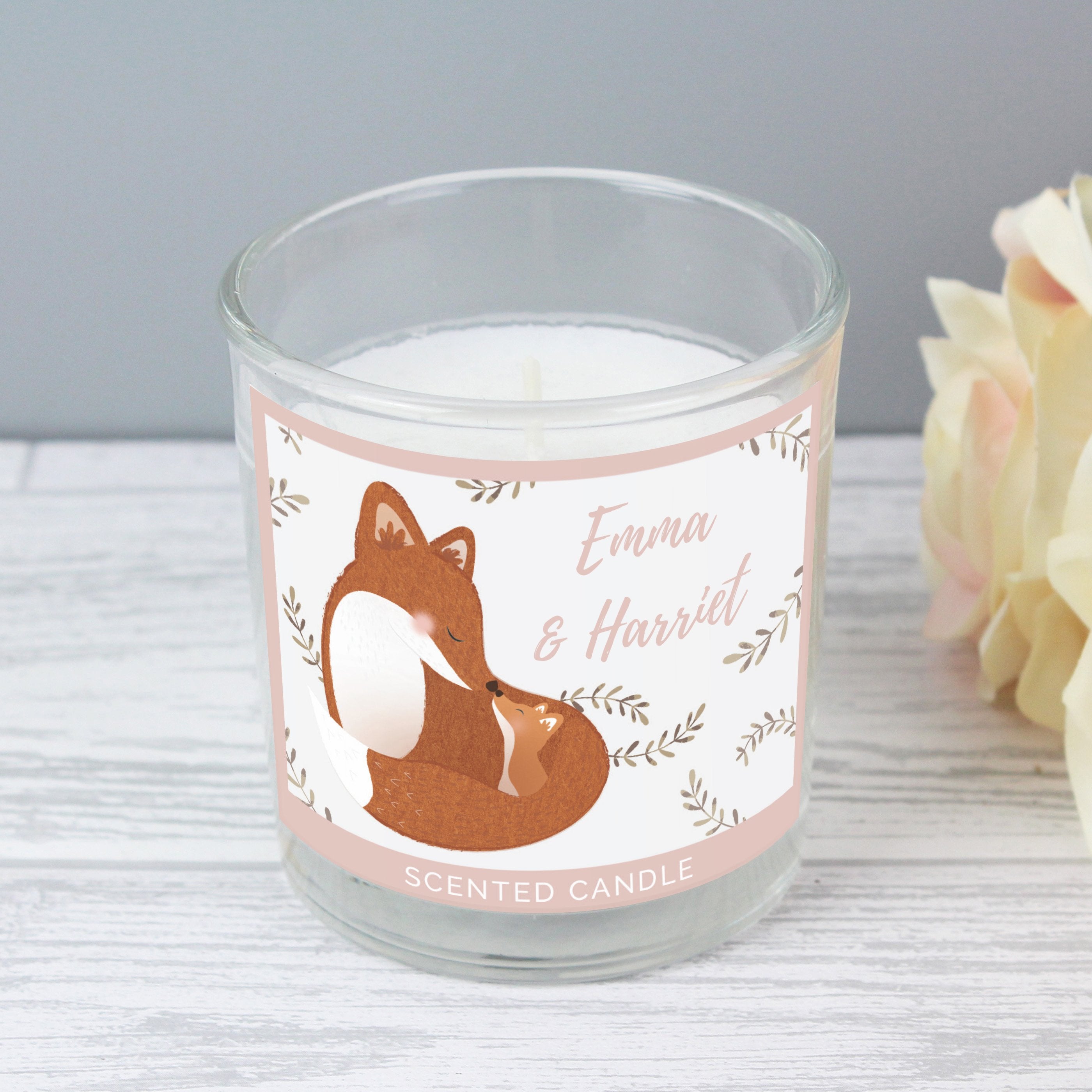 Personalised Mummy And Me Fox Scented Jar Candle