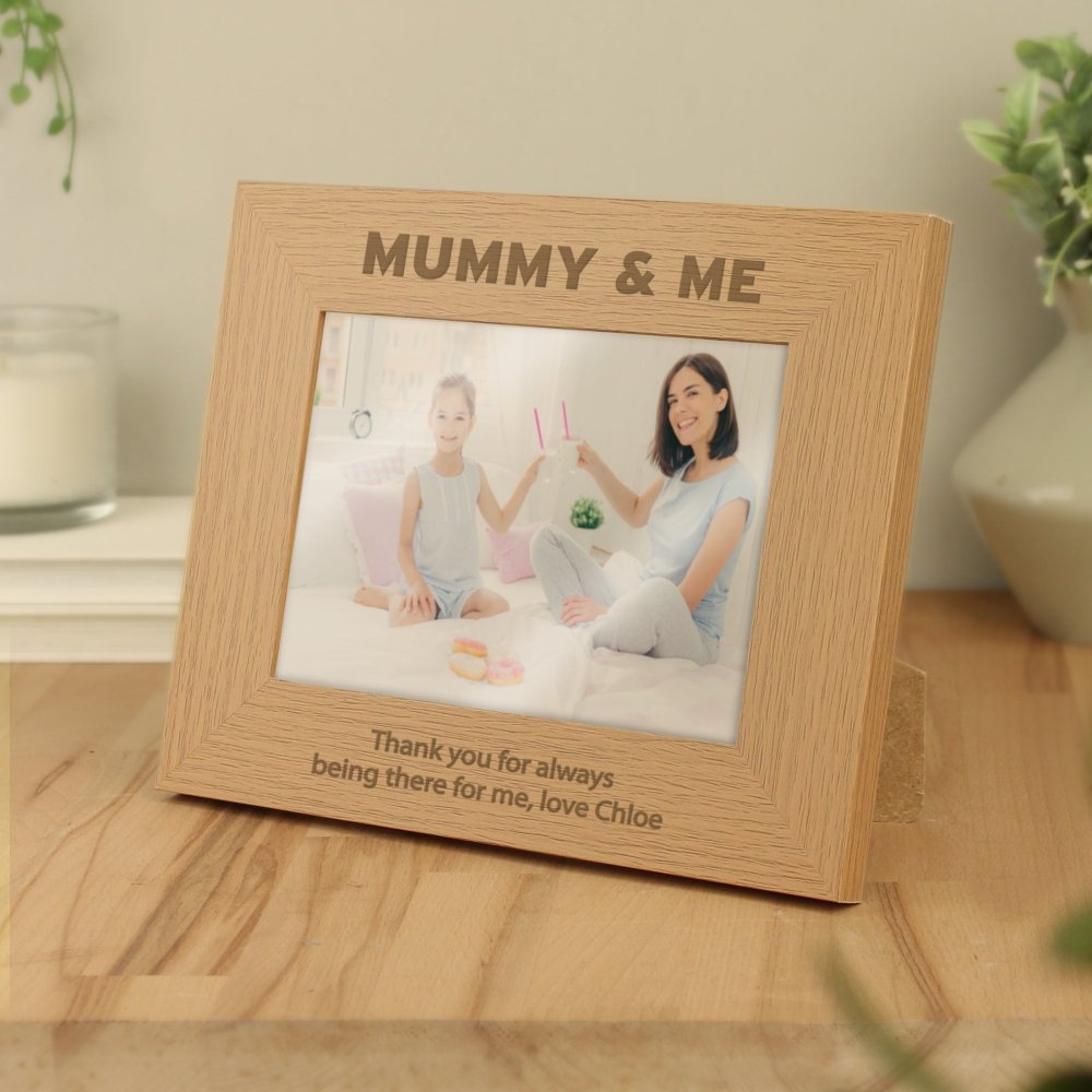 Personalised Mummy & Me 5x7 Inch Landscape Wooden Photo Frame