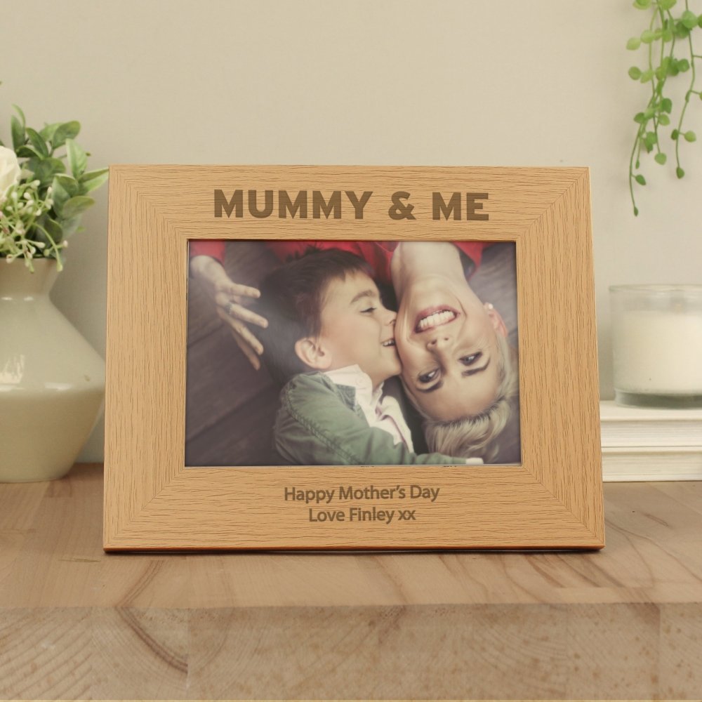 Personalised Mummy & Me 5x7 Inch Landscape Wooden Photo Frame