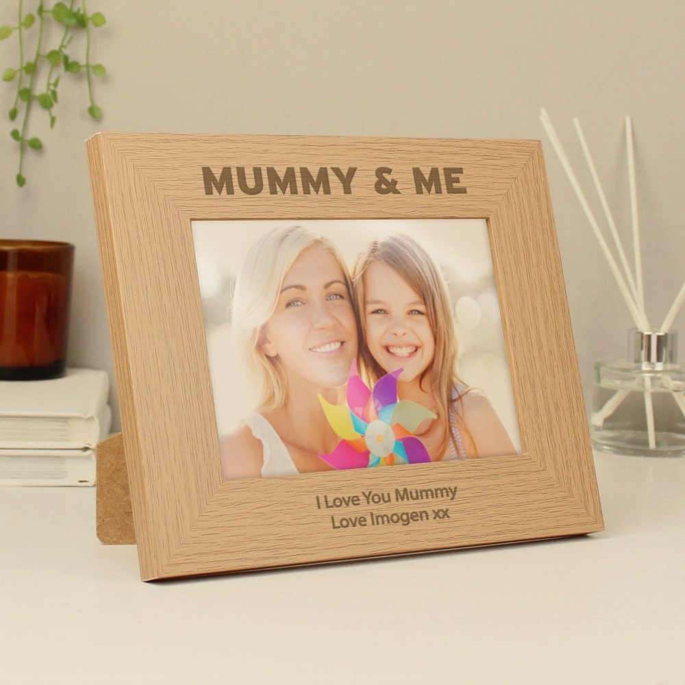Personalised Mummy & Me 7x5 Inch Landscape Wooden Photo Frame