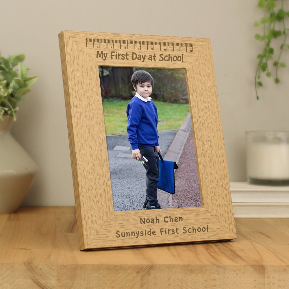Personalised My First Day At School 5x7 Inch Wooden Photo Frame
