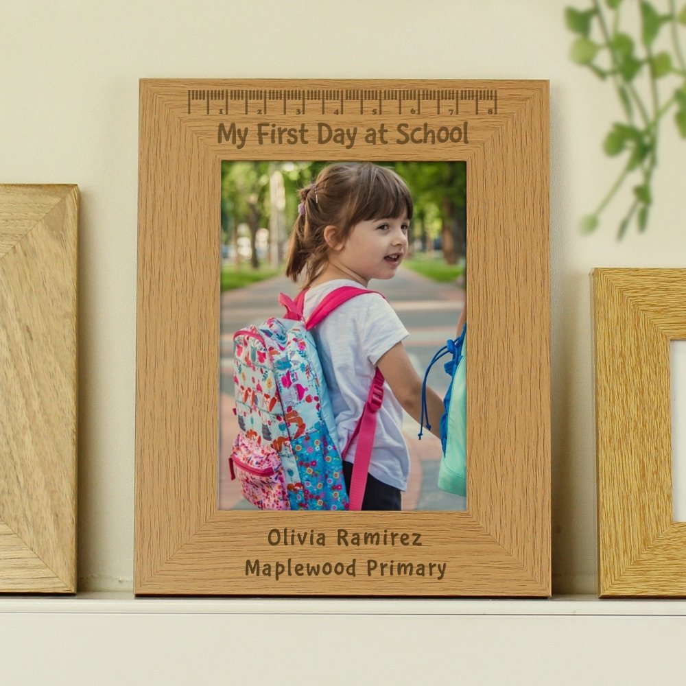 Personalised My First Day At School 5x7 Inch Wooden Photo Frame