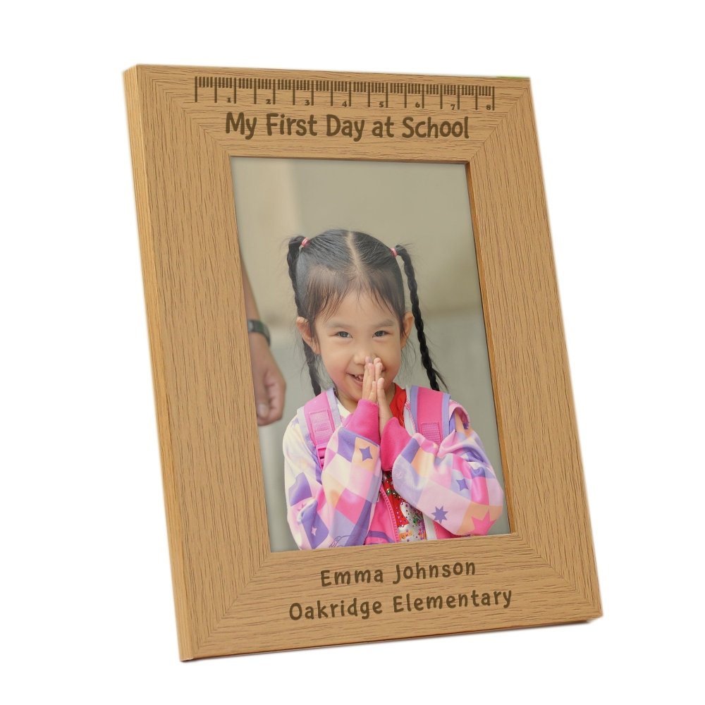 Personalised My First Day At School 5x7 Inch Wooden Photo Frame