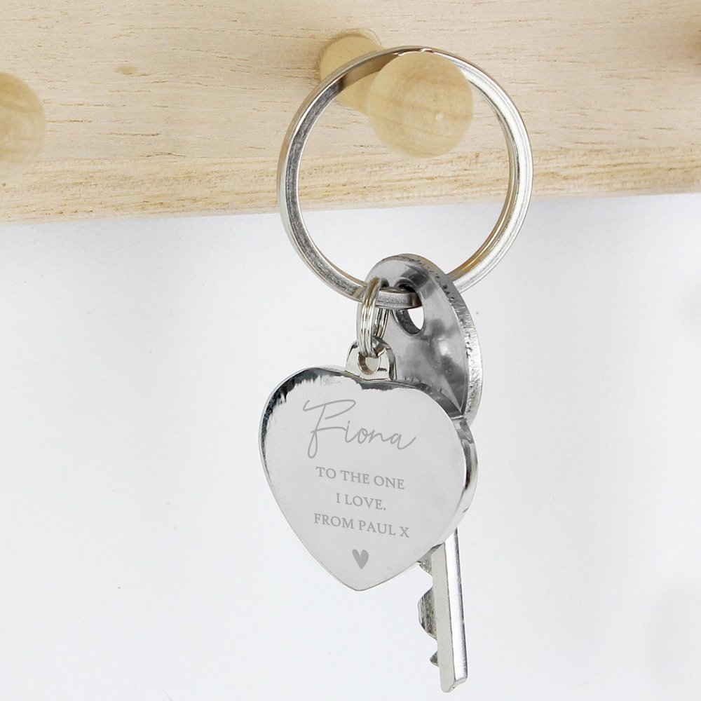 Personalised Name And Message Diamante Heart Keyring