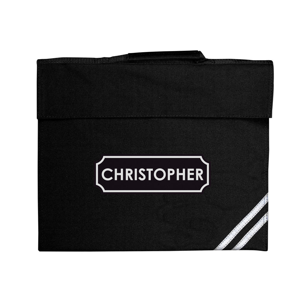 Personalised Name Only Black Book Bag