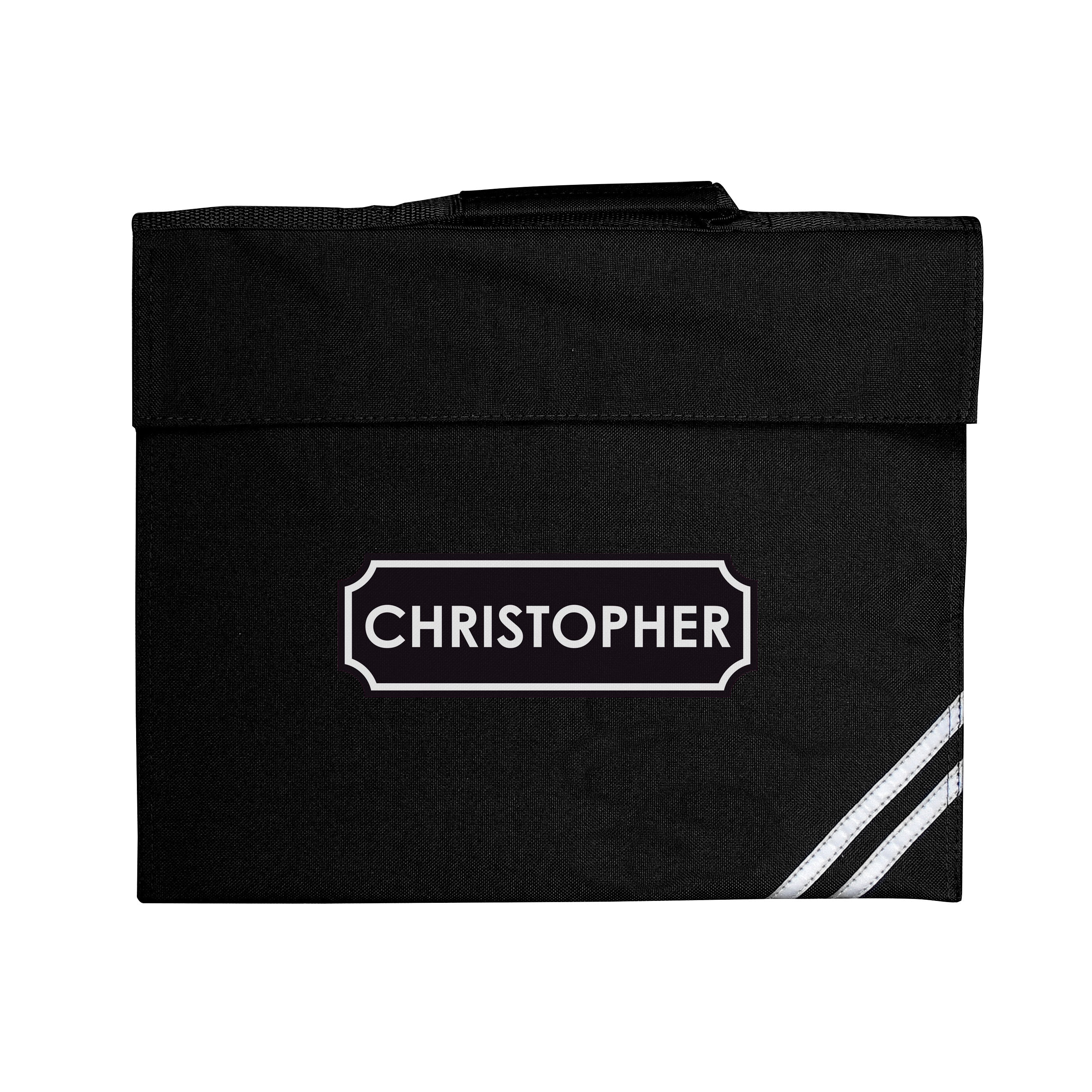 Personalised Name Only Black Book Bag