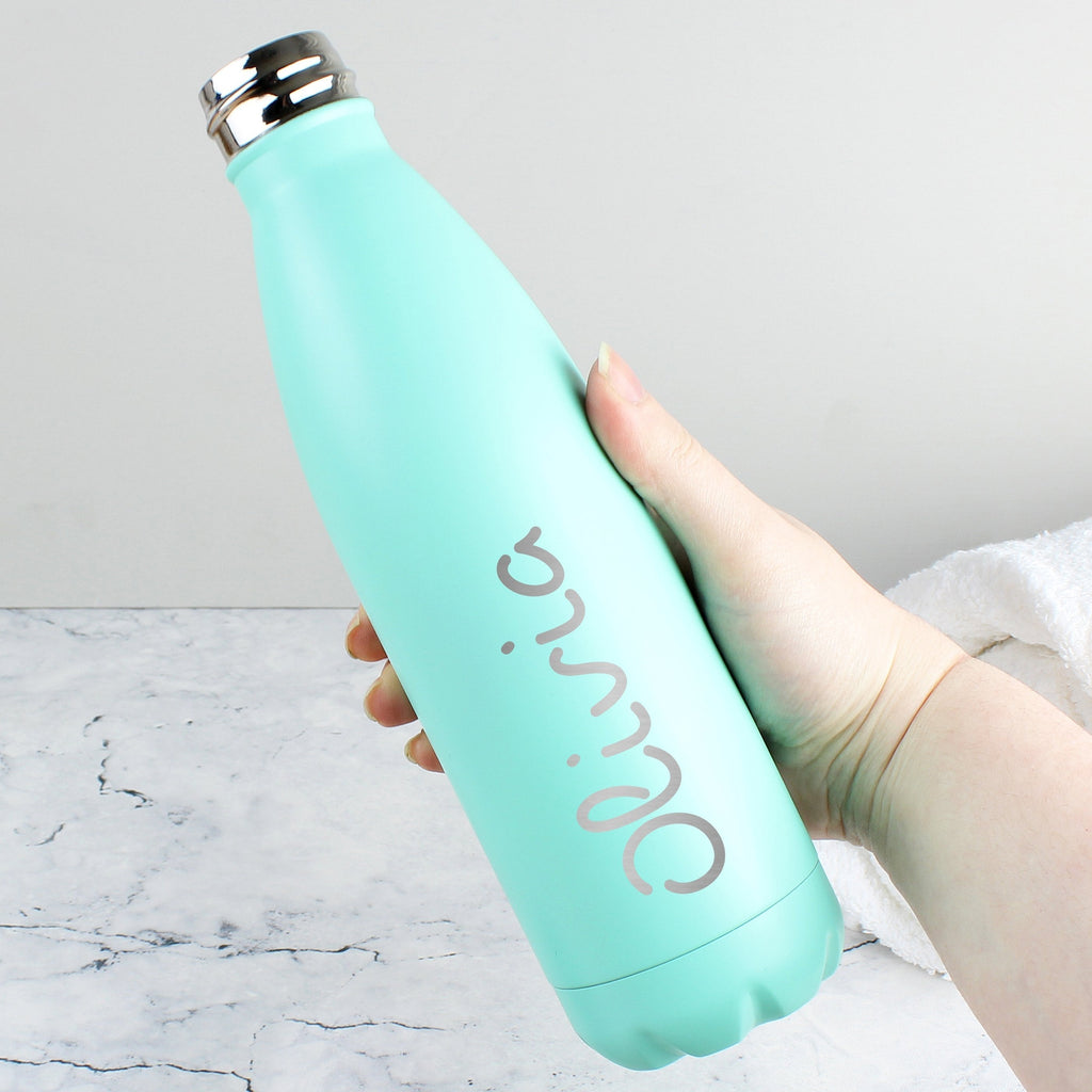 Personalised Name Only Island Mint Green Metal Insulated Drinks Bottle