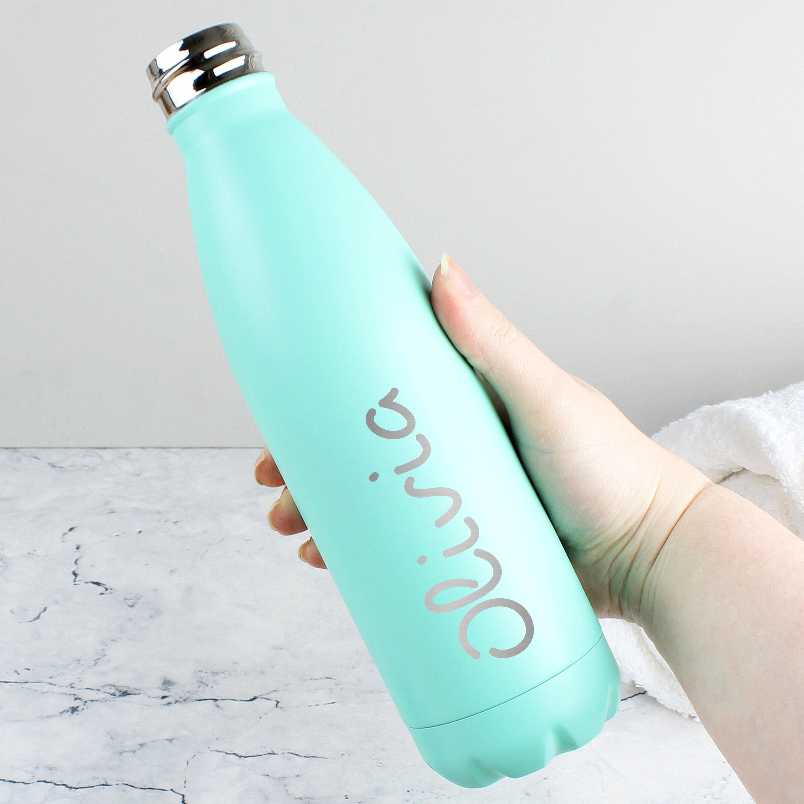Personalised Name Only Island Mint Green Metal Insulated Drinks Bottle