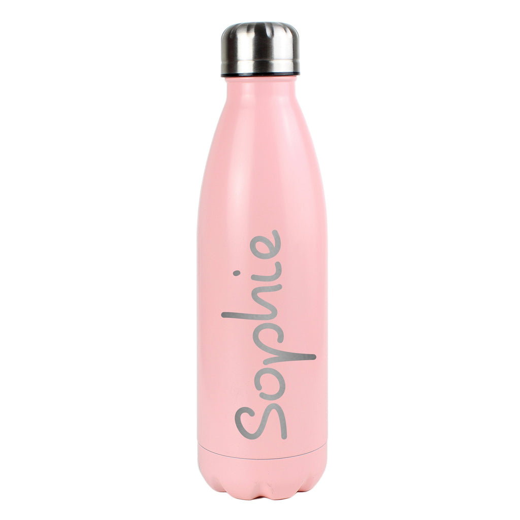 Personalised Name Only Island Pink Metal Insulated Drinks Bottle