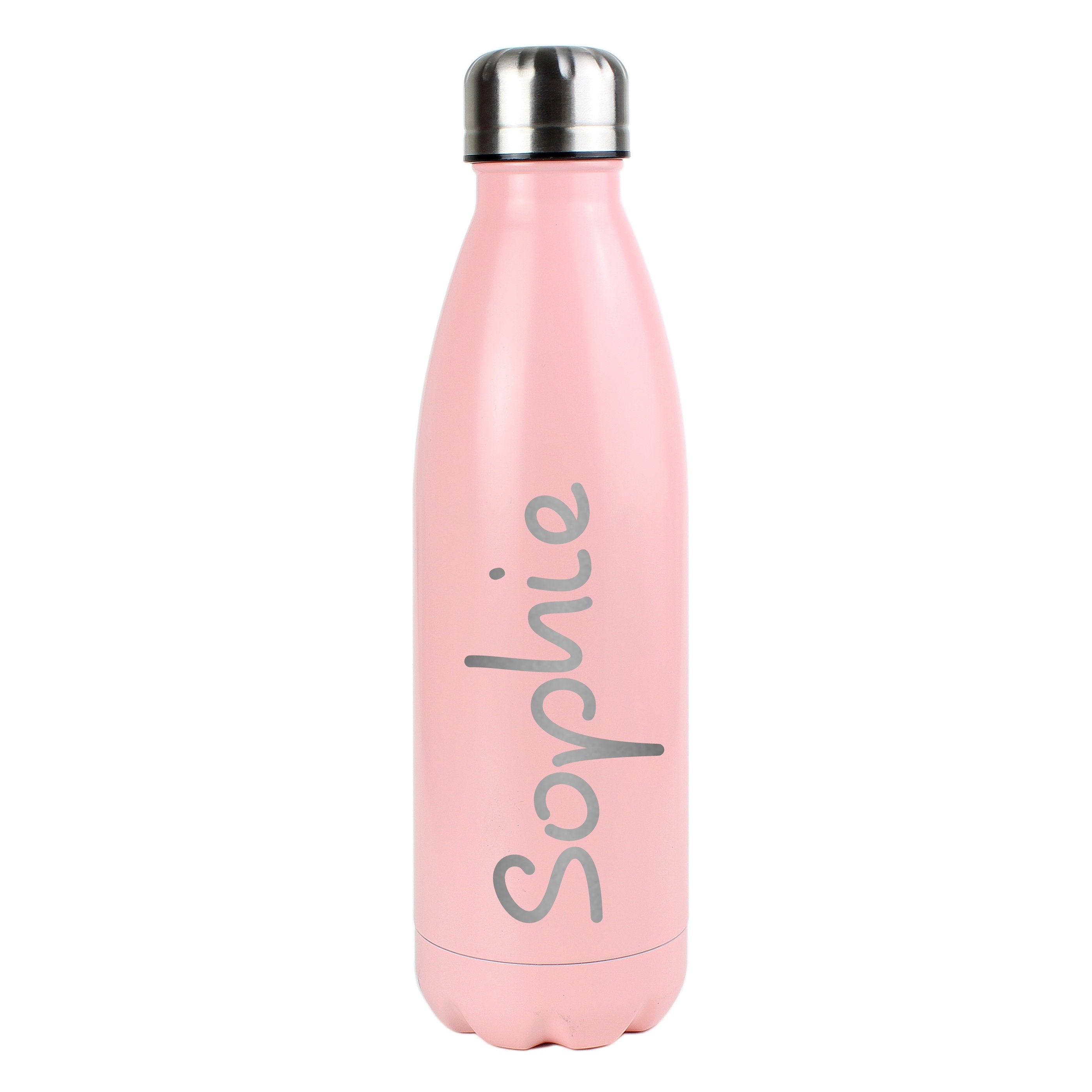 Personalised Name Only Island Pink Metal Insulated Drinks Bottle