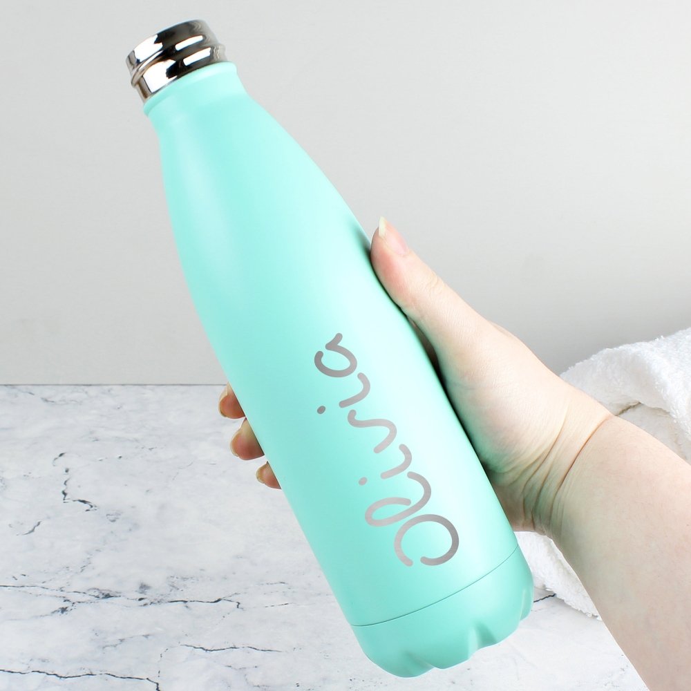 Personalised Name Only Mint Green Metal Insulated Drinks Bottle