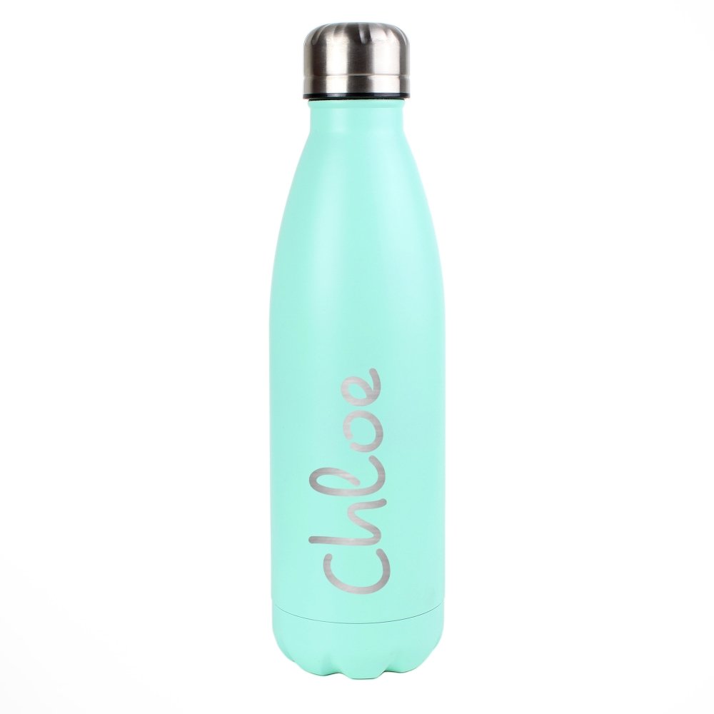 Personalised Name Only Mint Green Metal Insulated Drinks Bottle