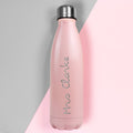 Personalised Name Only Pink Metal Insulated Drinks Bottle