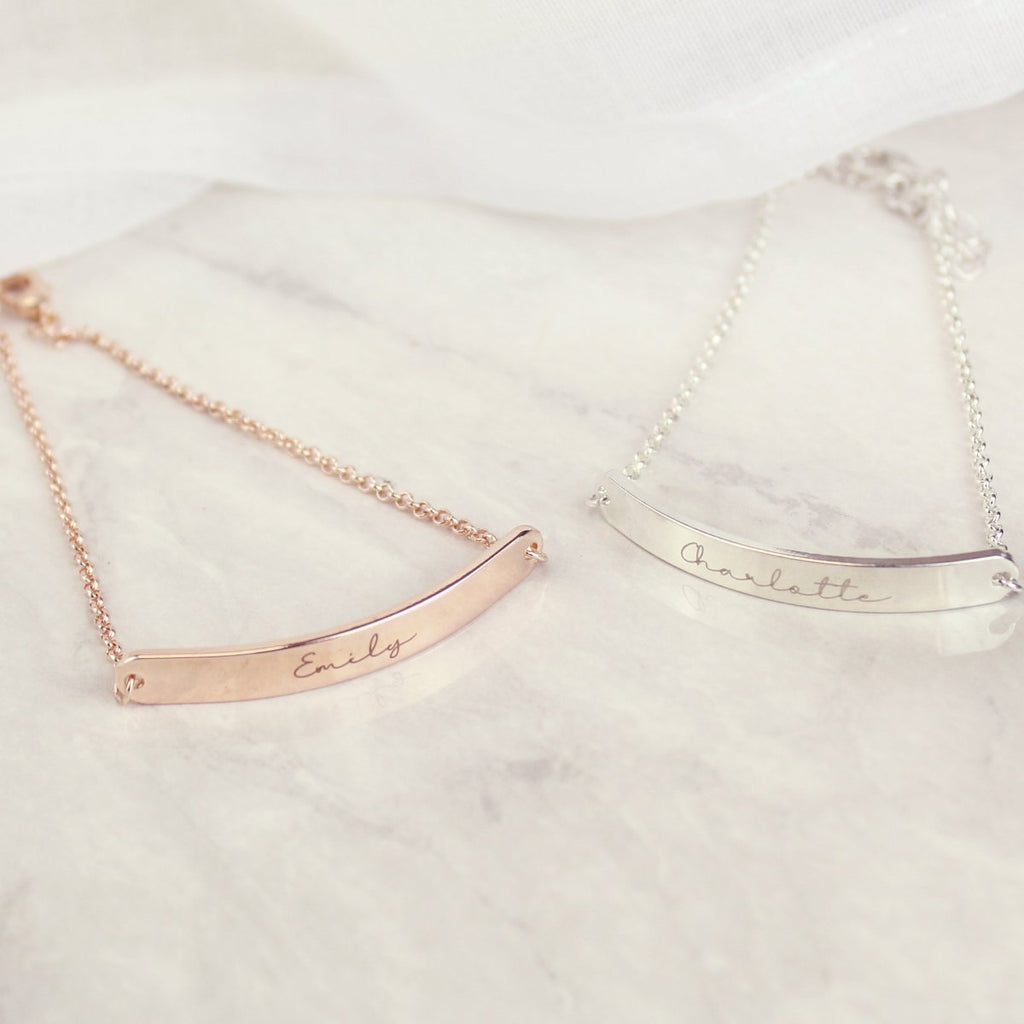 Personalised Name Only Rose Gold Tone Bar Bracelet