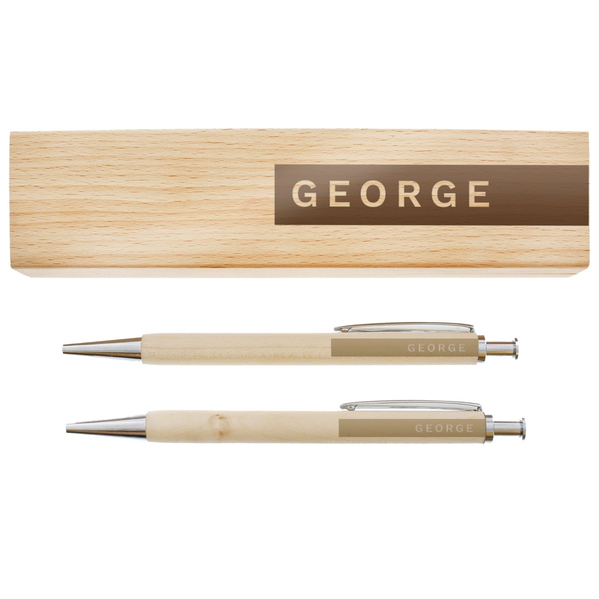 Personalised Name Only Wooden Pen And Pencil Set