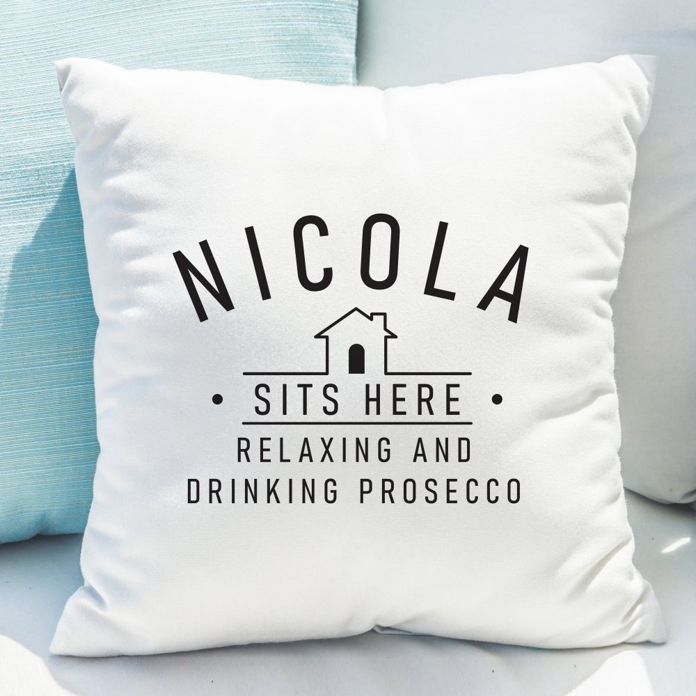 Personalised (Name) Sits Here Cushion