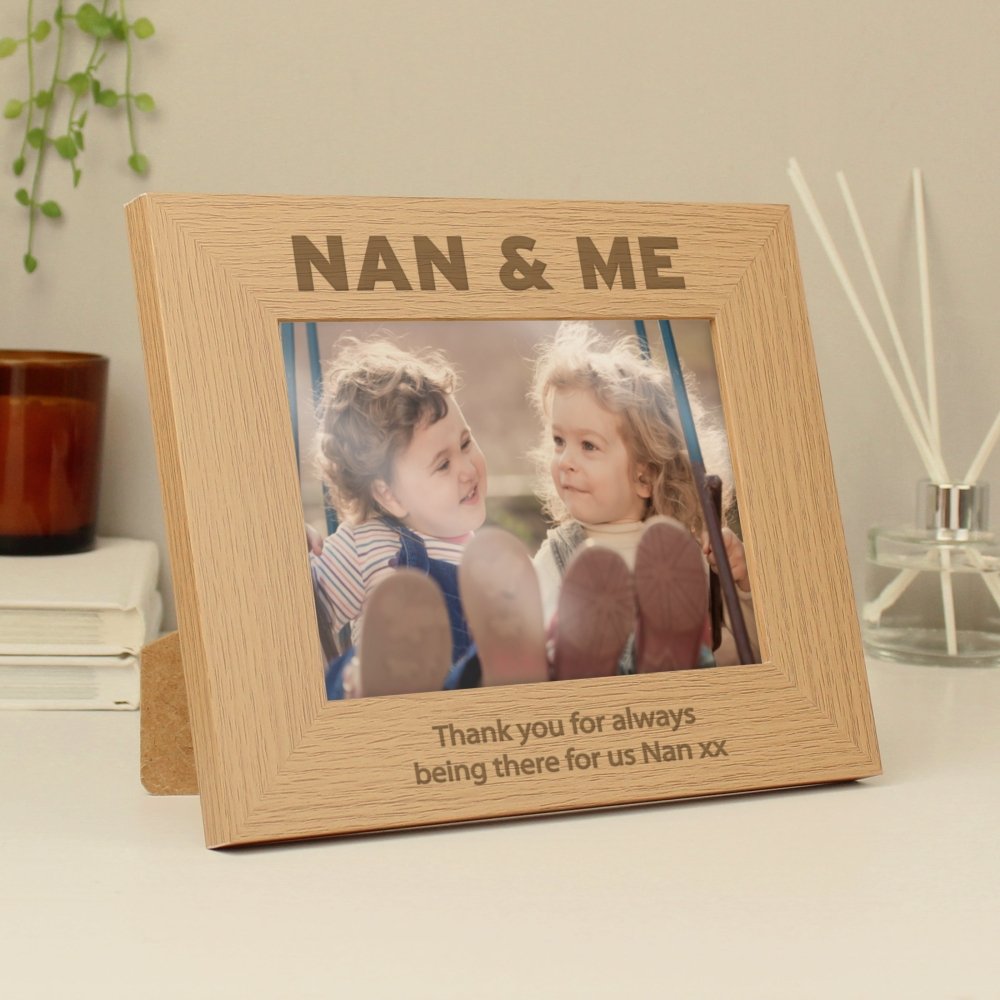Personalised Nan & Me 7x5 Inch Landscape Wooden Photo Frame