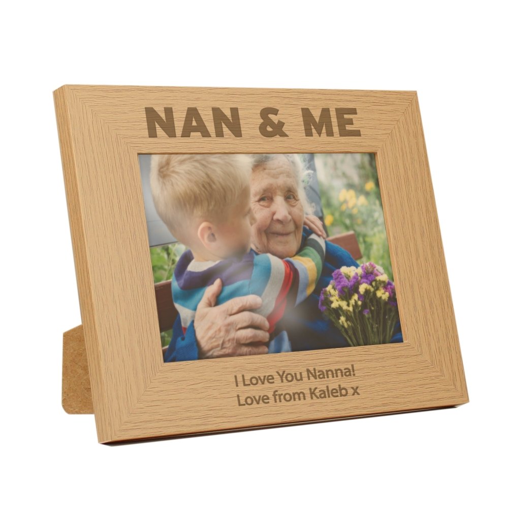 Personalised Nan & Me 7x5 Inch Landscape Wooden Photo Frame