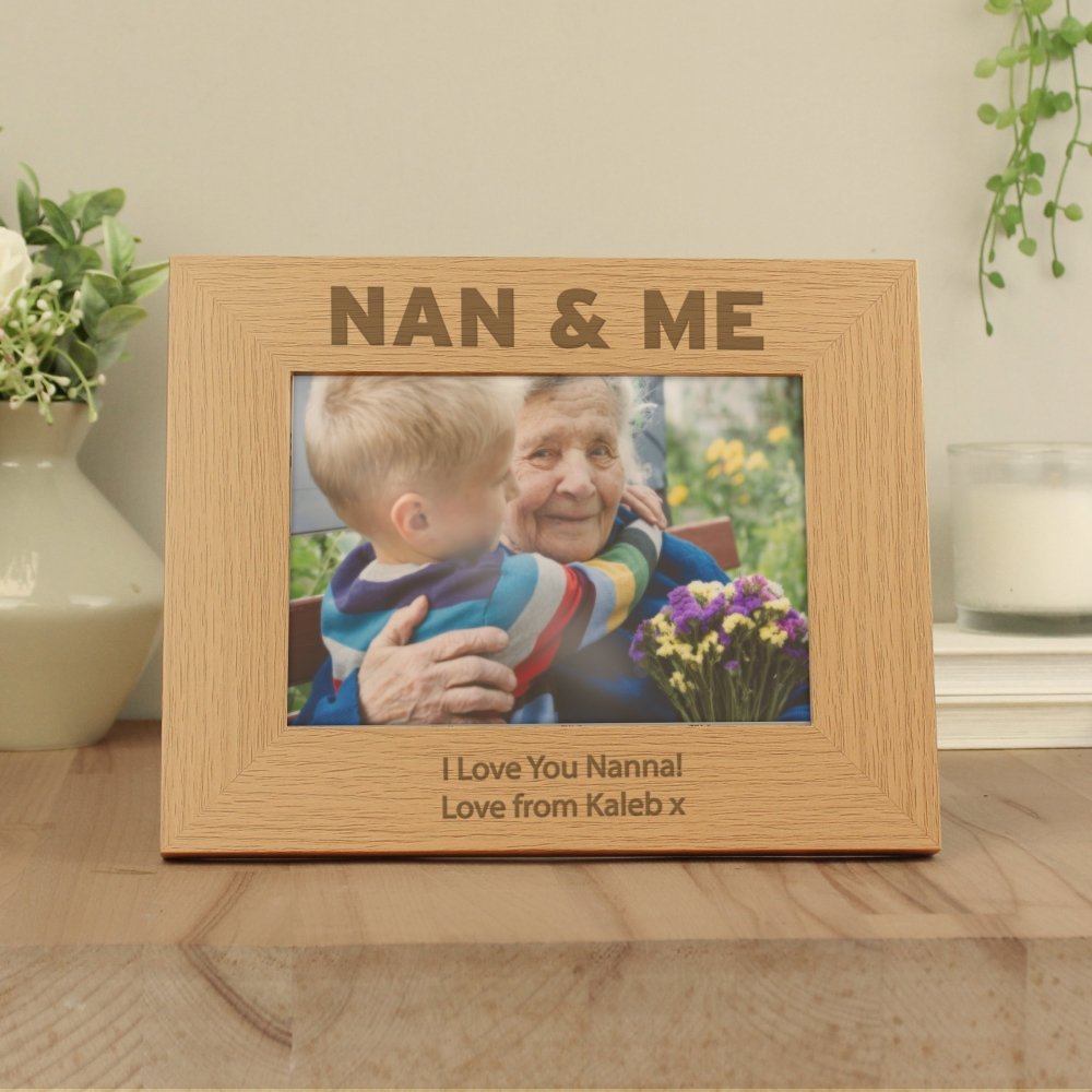 Personalised Nan & Me 7x5 Inch Landscape Wooden Photo Frame