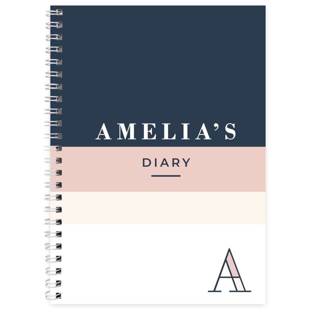 Personalised Navy Blush A5 Diary