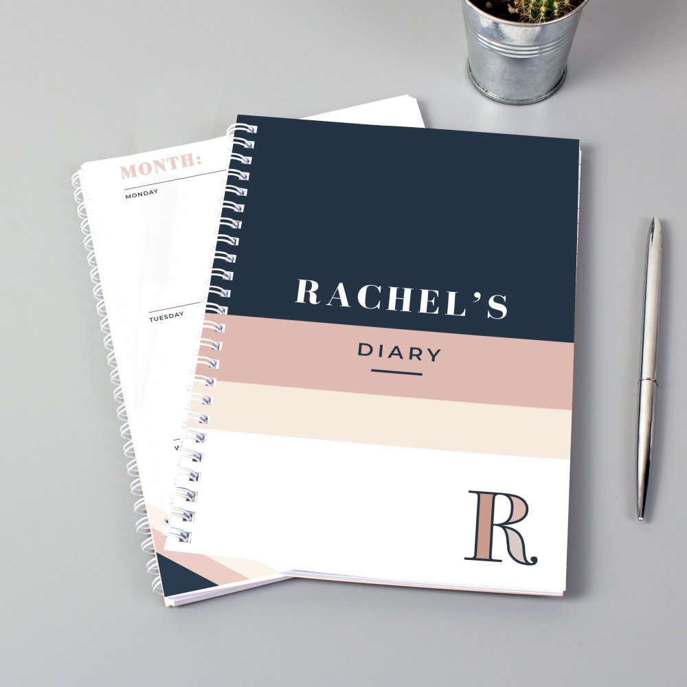 Personalised Navy Blush A5 Diary