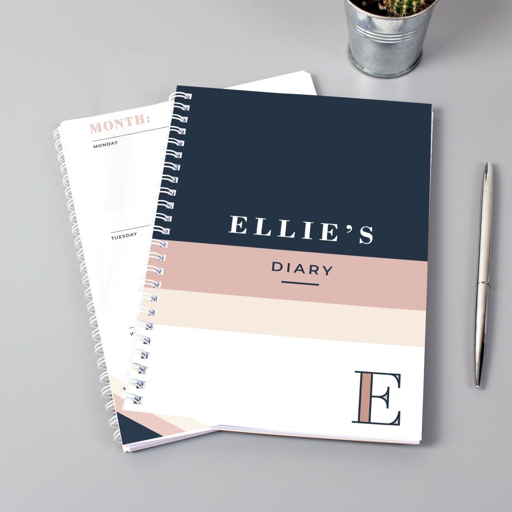 Personalised Navy Blush A5 Diary