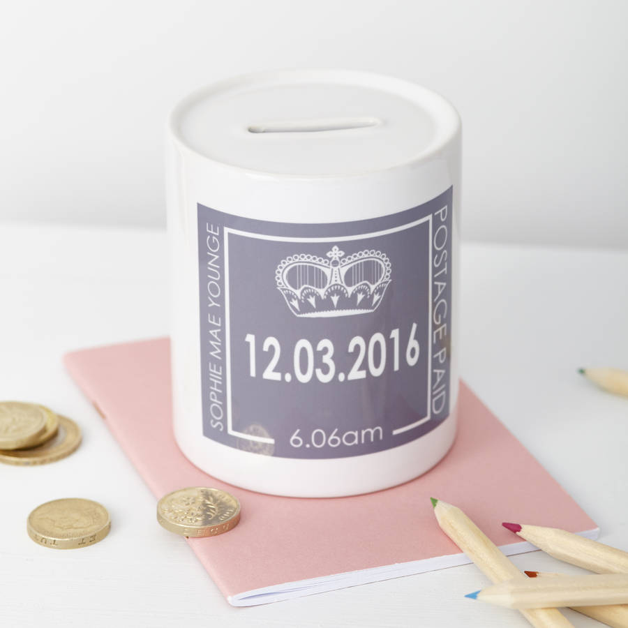 Personalised Personalised New Baby Keepsake Money Box