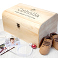 Personalised Personalised New Baby Keepsake Wooden Chest -  Booties