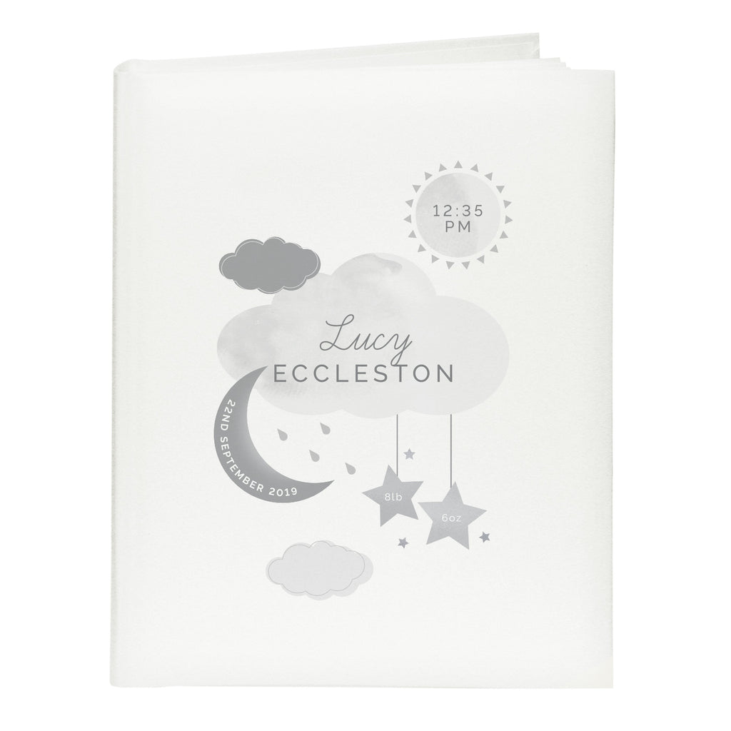 Personalised New Baby Moon & Stars Album With Sleeves