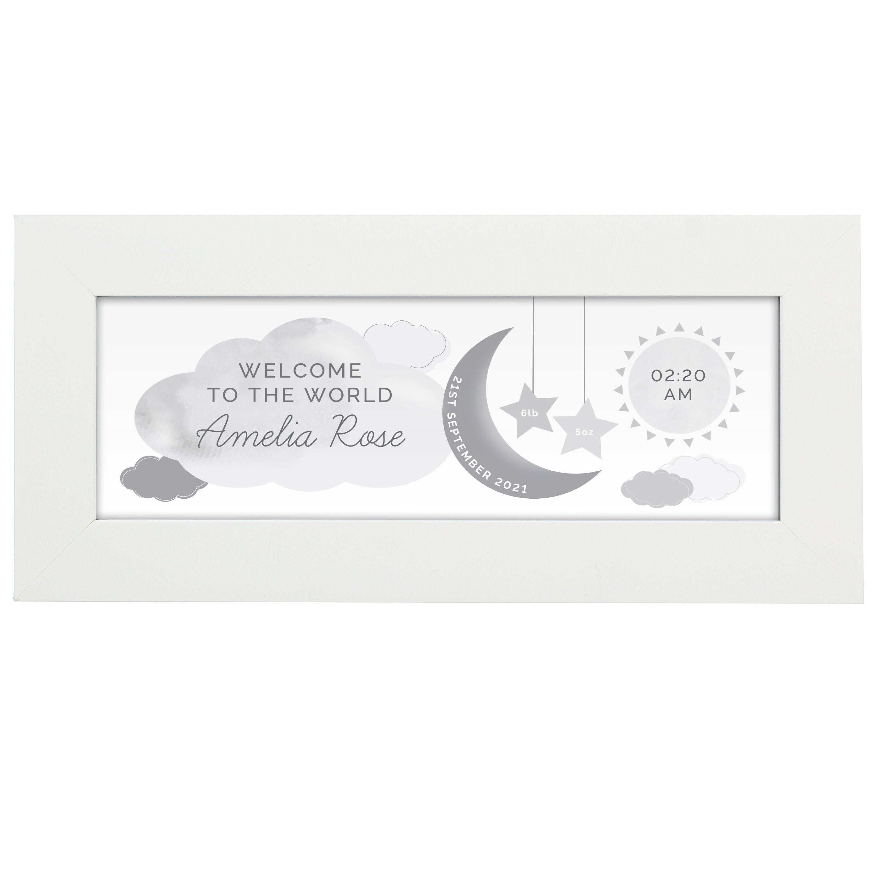 Personalised New Baby Moon & Stars Name Frame