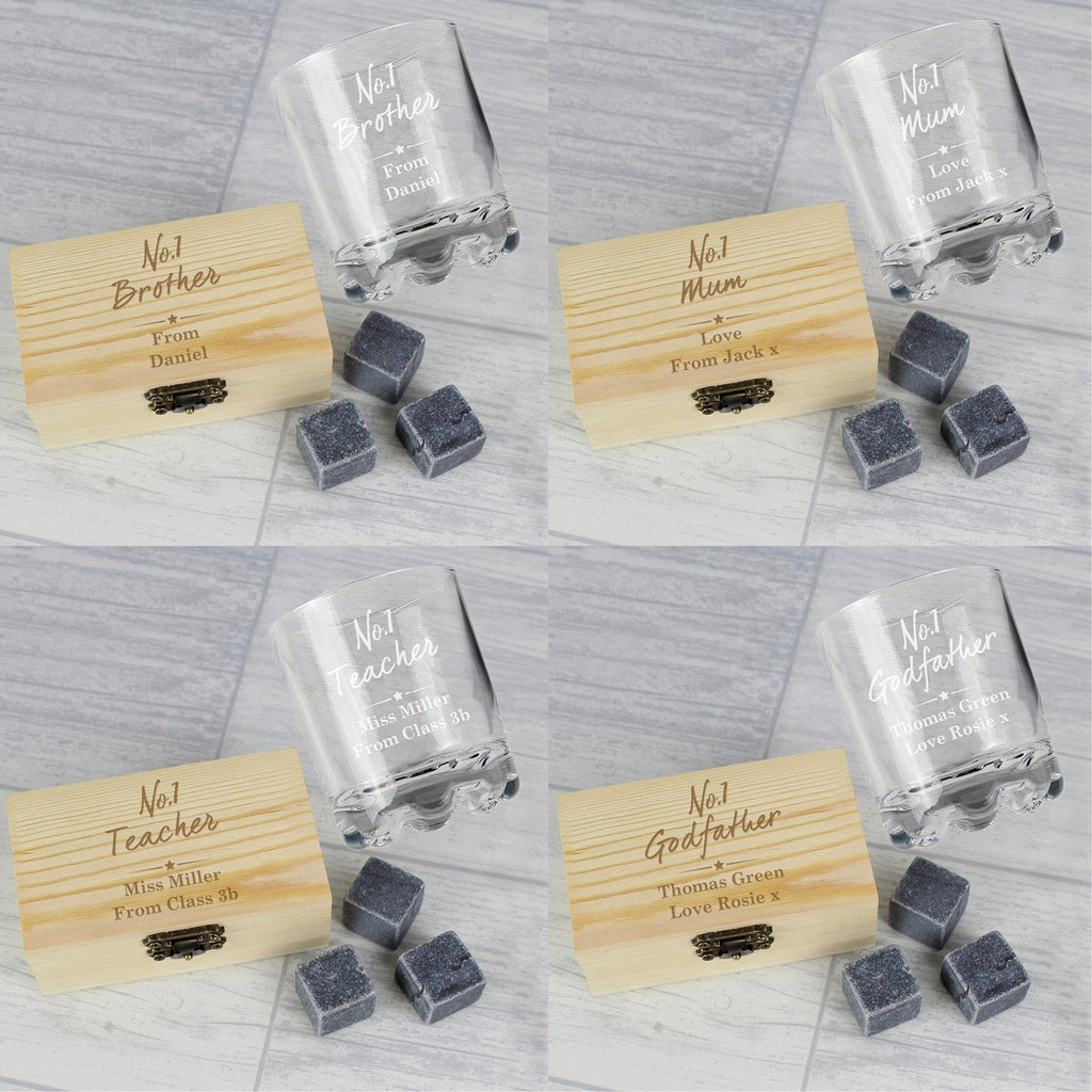 Personalised No.1 Cooling Stones & Glass Set