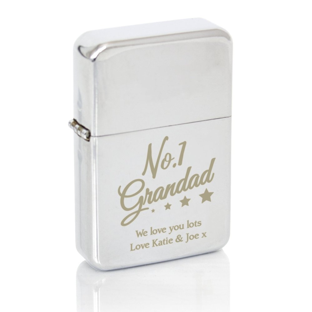 Personalised No.1 Grandad Silver Lighter
