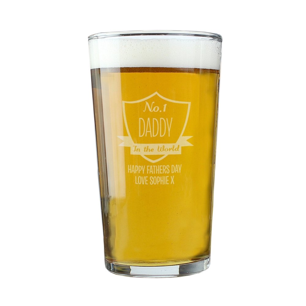 Personalised No.1 Shield Pint Glass