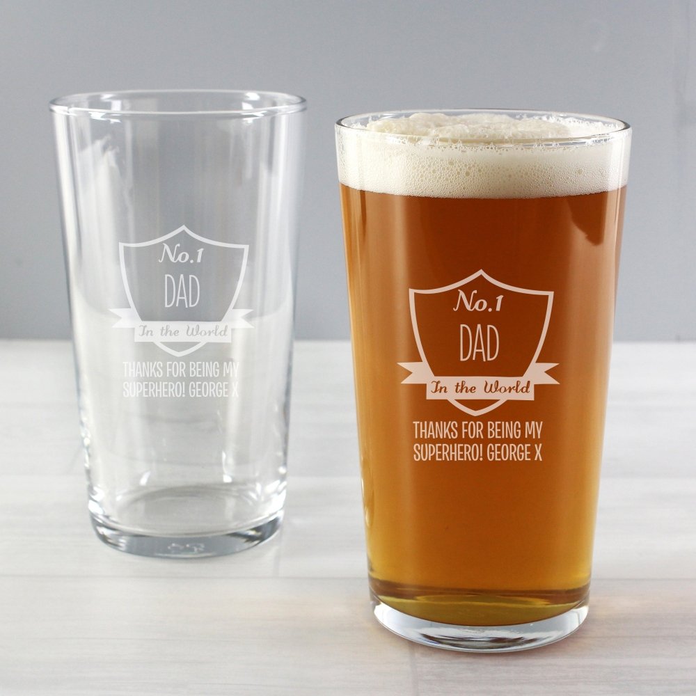 Personalised No.1 Shield Pint Glass