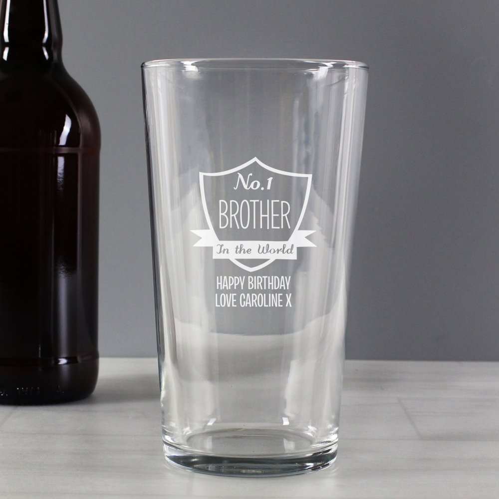 Personalised No.1 Shield Pint Glass