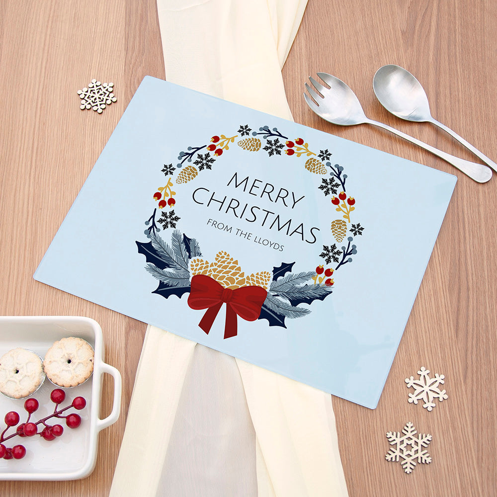 Personalised Personalised Nordic Wreath Rectangular Chopping Board