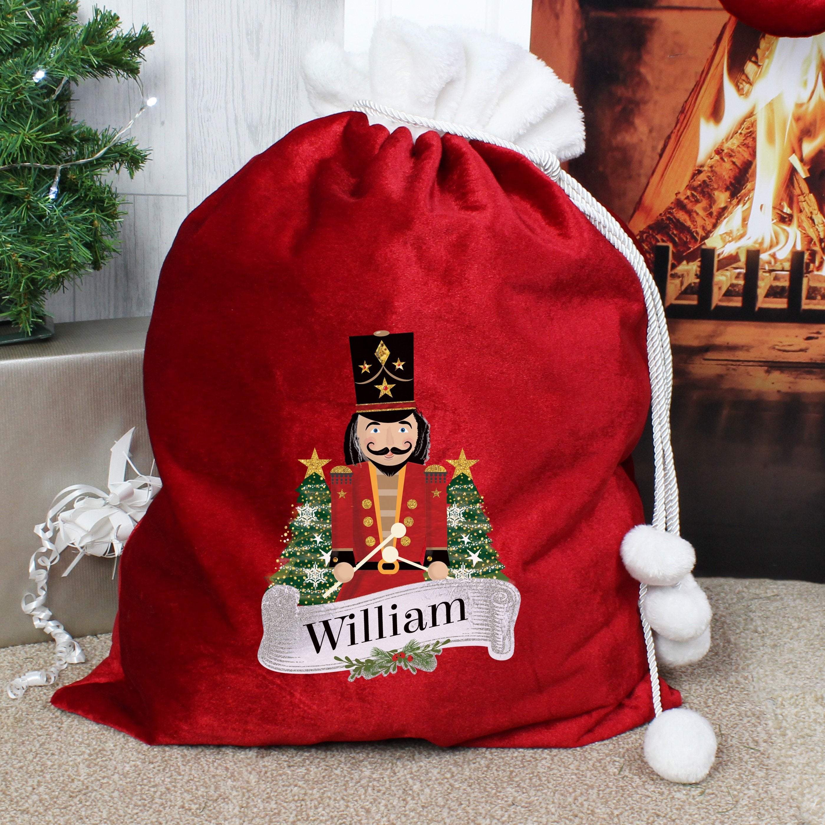Personalised Nutcracker Red Children's Christmas Sack