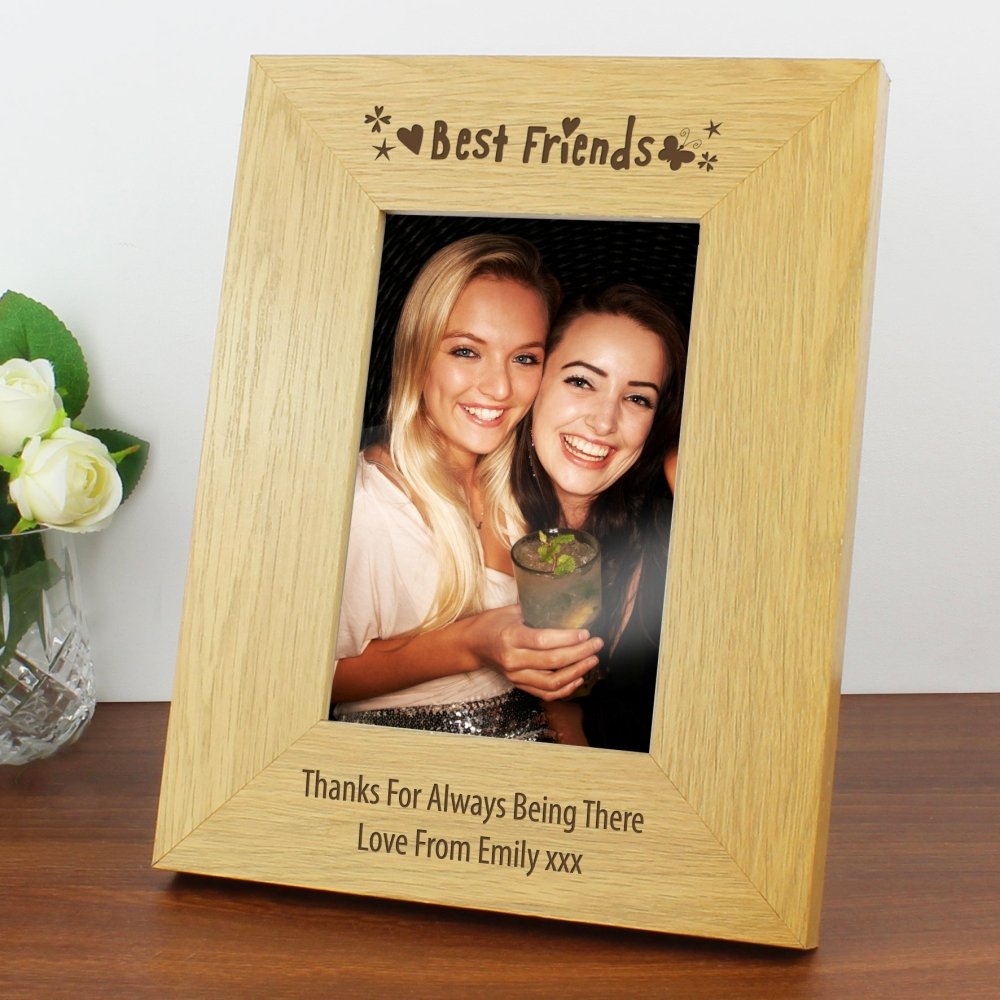 Personalised Oak Finish 4x6 Inch Best Friends Photo Frame