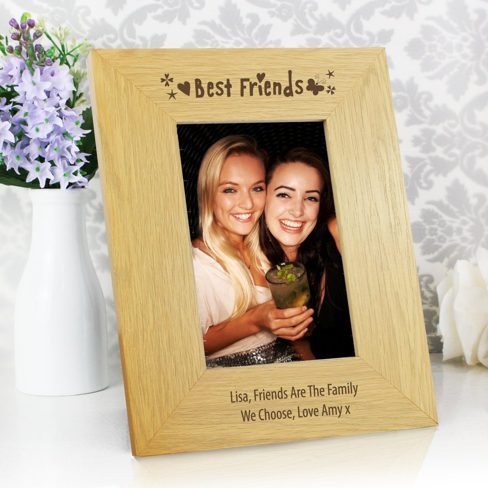 Personalised Oak Finish 4x6 Inch Best Friends Photo Frame