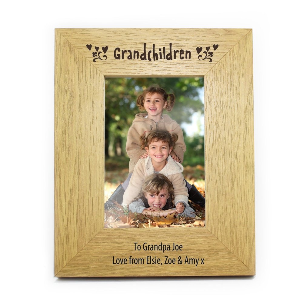 Personalised Oak Finish 4x6 Inch Grandchildren Photo Frame