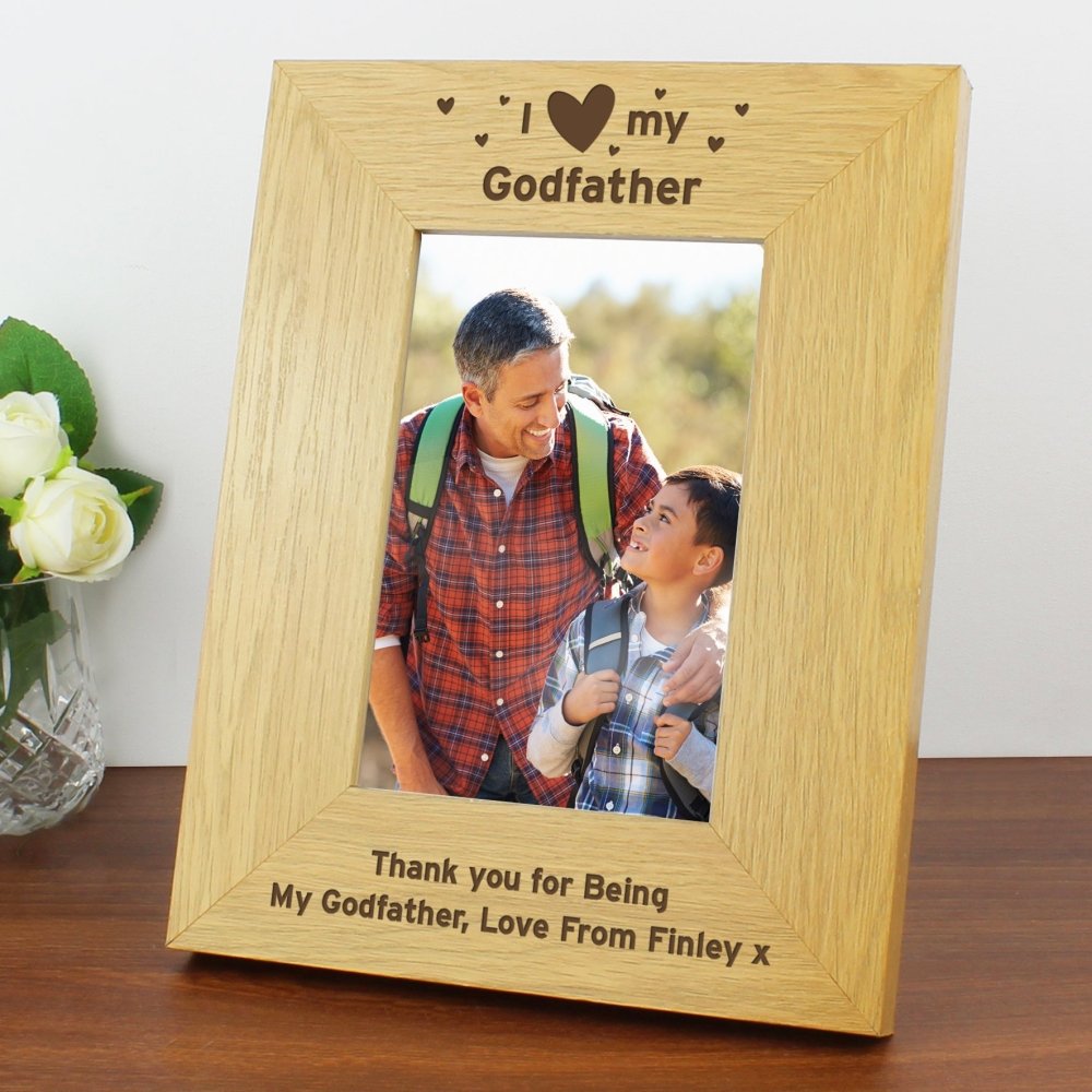 Personalised Oak Finish 4x6 Inch I Heart My Photo Frame