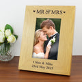 Personalised Oak Finish 4x6 Inch Mr & Mrs Photo Frame