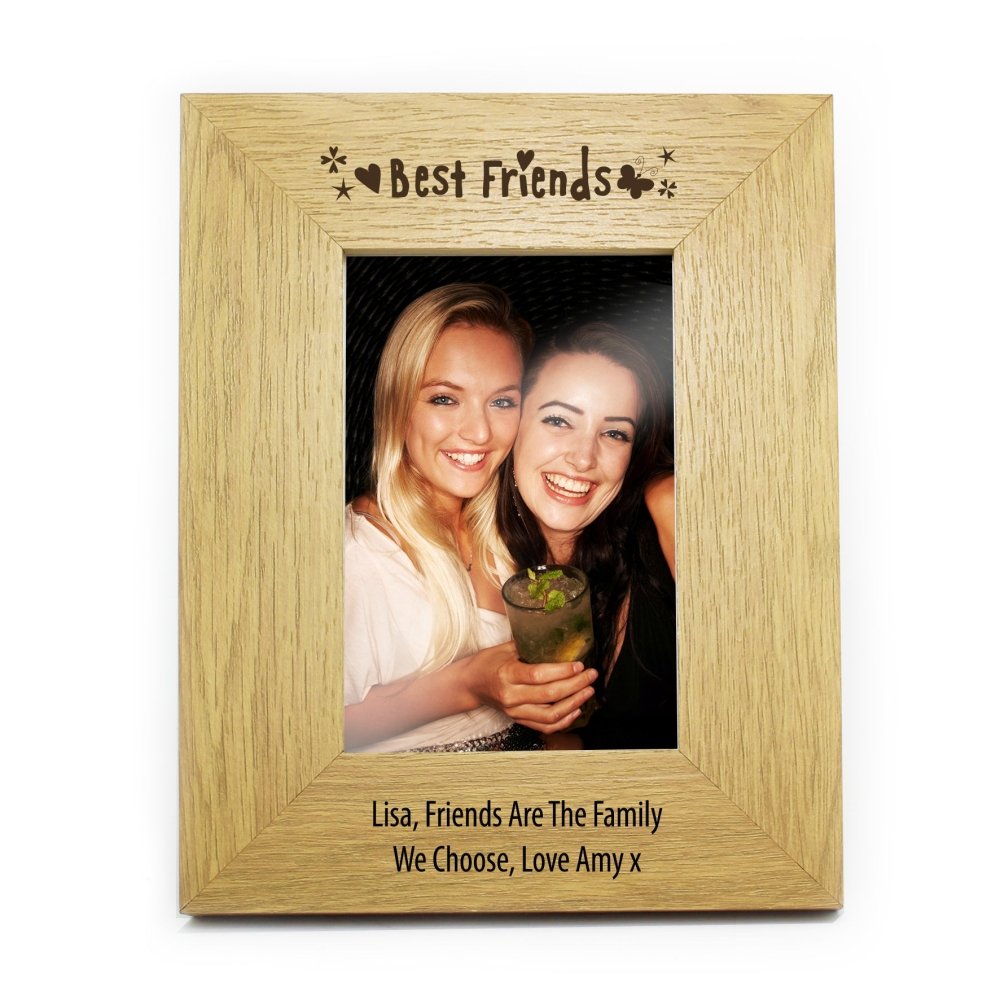 Personalised Oak Finish 6x4 Inch Best Friends Photo Frame